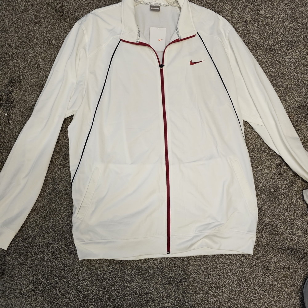 Nike White Track Jacket with Red Accents